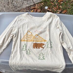 Cat & Jack Beige Long Sleeve Tee with Bear and Mountain Print